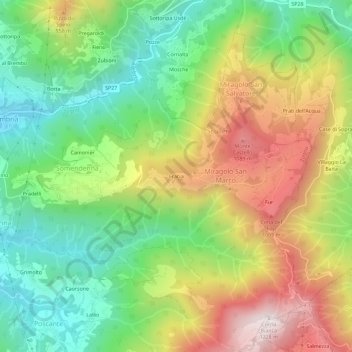 Carte topographique Fracia, altitude, relief