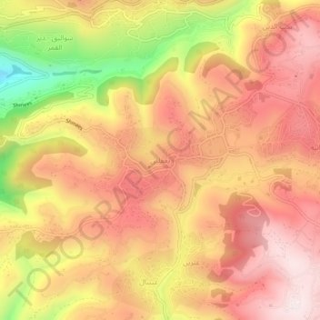 Carte topographique Baaqline, altitude, relief