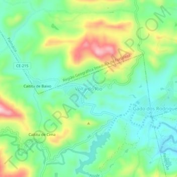 Carte topographique Volta do Rio, altitude, relief