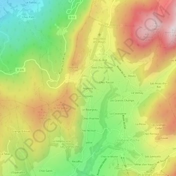 Carte topographique Argence, altitude, relief