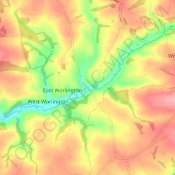 Carte topographique Drayford, altitude, relief
