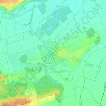 Carte topographique Rißtissen, altitude, relief