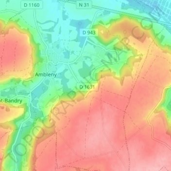 Carte topographique Hignières, altitude, relief