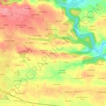 Carte topographique Stang Zu, altitude, relief