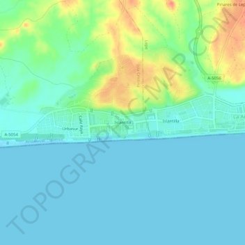 Carte topographique Islantilla, altitude, relief