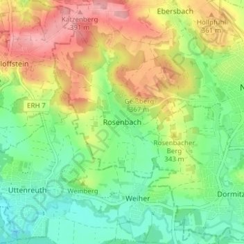 Carte topographique Rosenbach, altitude, relief