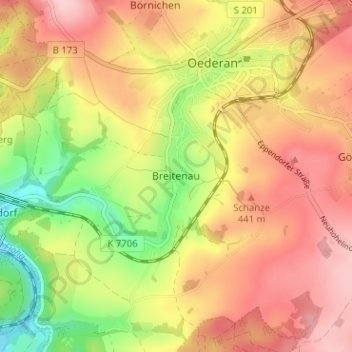 Carte topographique Breitenau, altitude, relief