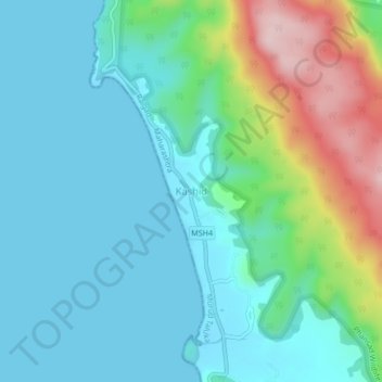 Carte topographique Kashid, altitude, relief