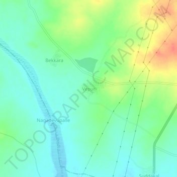Carte topographique Vepur, altitude, relief