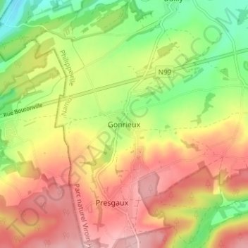 Carte topographique Gonrieux, altitude, relief