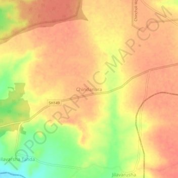 Carte topographique Chindanura, altitude, relief