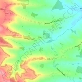 Carte topographique La Roquette, altitude, relief
