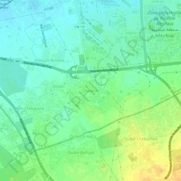 Carte topographique Sbaat, altitude, relief