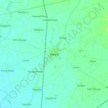 Carte topographique Majitha, altitude, relief