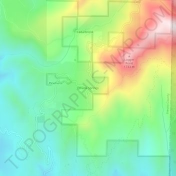 Carte topographique Etheda Springs, altitude, relief