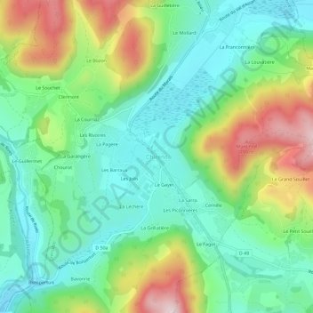 Carte topographique Chirens, altitude, relief