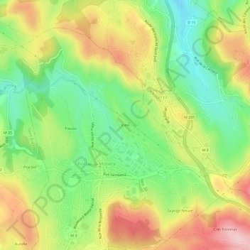 Carte topographique Vuns, altitude, relief