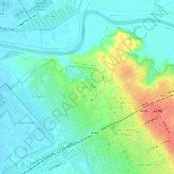 Carte topographique Dragoncello, altitude, relief