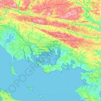 Carte topographique Vannes, altitude, relief