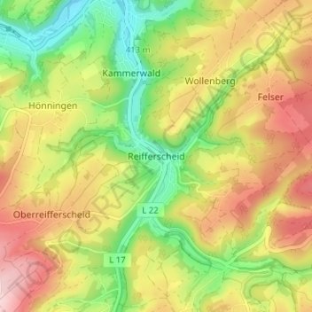 Carte topographique Reifferscheid, altitude, relief