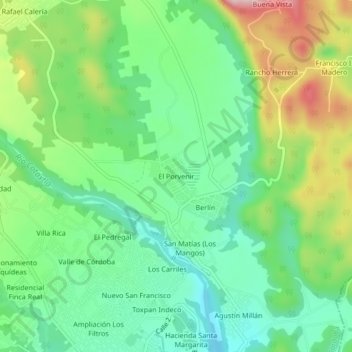 Carte topographique El Porvenir, altitude, relief