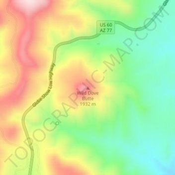 Carte topographique Wild Dove Butte, altitude, relief