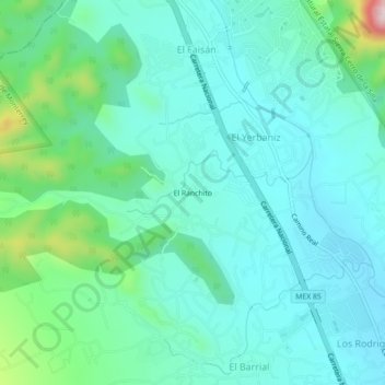 Carte topographique El Ranchito, altitude, relief