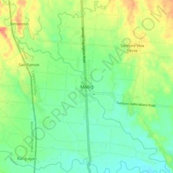 Carte topographique Mallig, altitude, relief