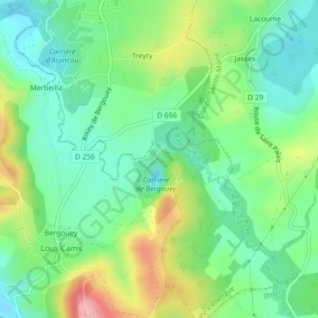 Carte topographique Cami, altitude, relief
