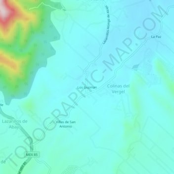 Carte topographique Los Guzman, altitude, relief