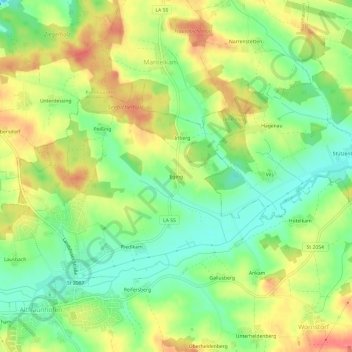 Carte topographique Eging, altitude, relief