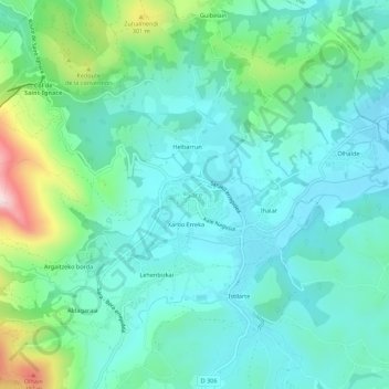 Carte topographique Sare, altitude, relief