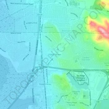 Carte topographique Chabot Terrace, altitude, relief