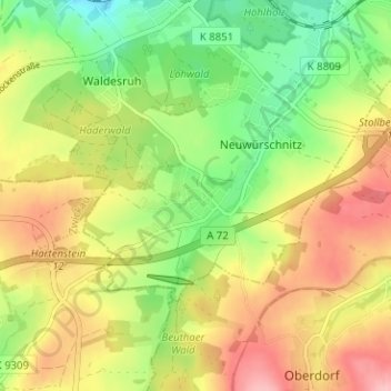 Carte topographique Neuwiese, altitude, relief
