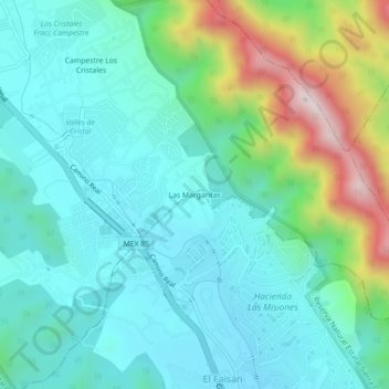Carte topographique Las Margaritas, altitude, relief