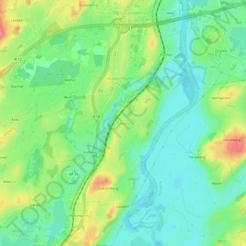 Carte topographique Rauns, altitude, relief
