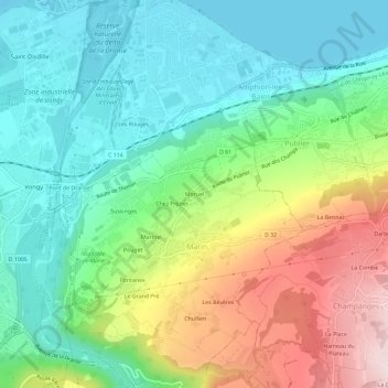 Carte topographique Moruel, altitude, relief
