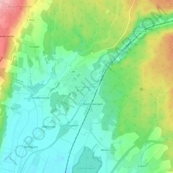 Carte topographique Mochenwangen, altitude, relief