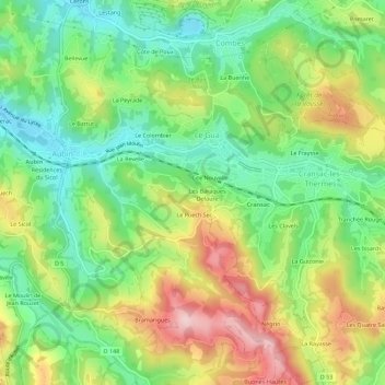 Carte topographique Les Baraques Perrier, altitude, relief