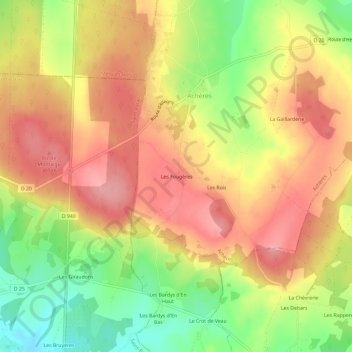 Carte topographique Les Fougères, altitude, relief
