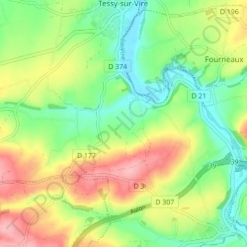 Carte topographique La Furetière, altitude, relief