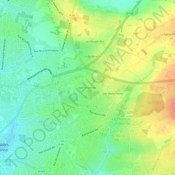 Carte topographique Les Pelloteries, altitude, relief