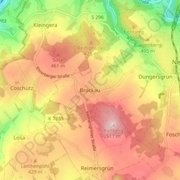 Carte topographique Brockau, altitude, relief