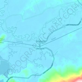 Carte topographique Sindumin, altitude, relief