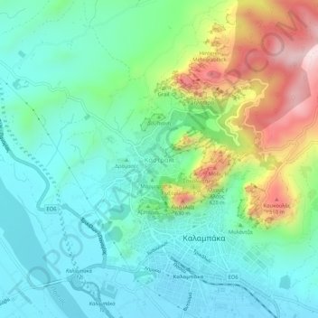 Carte topographique Kastraki, altitude, relief
