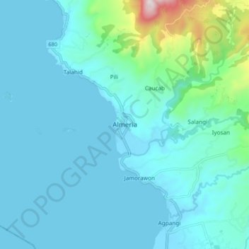 Carte topographique Almeria, altitude, relief