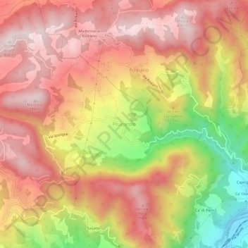Carte topographique Prunarolo, altitude, relief
