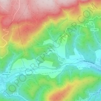 Carte topographique Sabo, altitude, relief