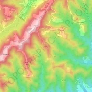 Carte topographique Lago, altitude, relief
