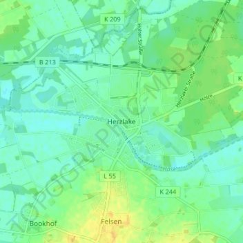 Carte topographique Herzlake, altitude, relief
